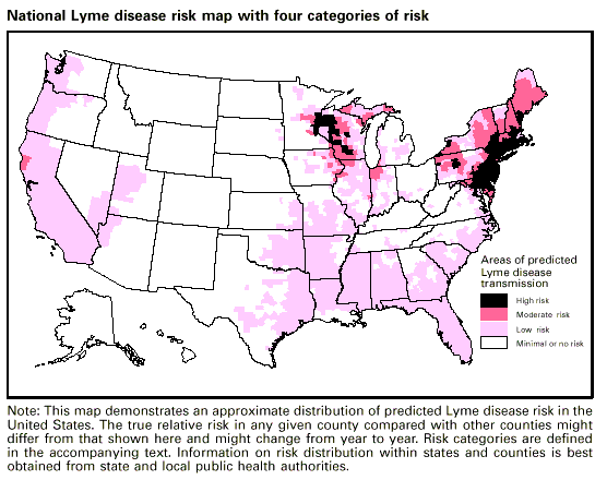 Risk Map of Lyme Disease in the United States Deer Ticks